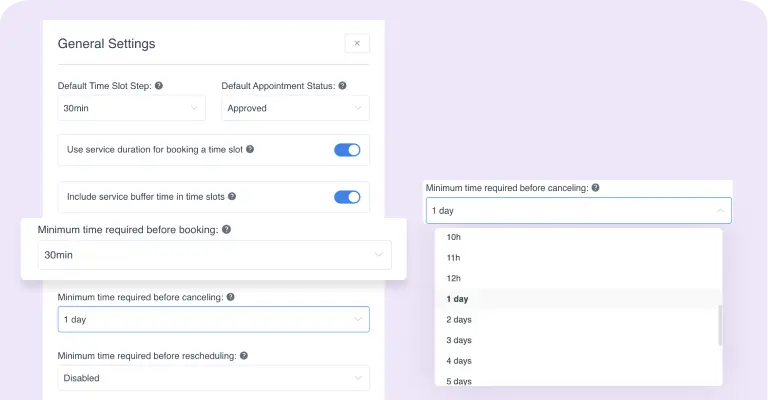 Booking Time Limits Booking Time Limits
