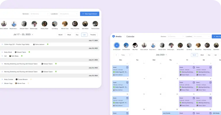 Calendar and list view Calendar and list view