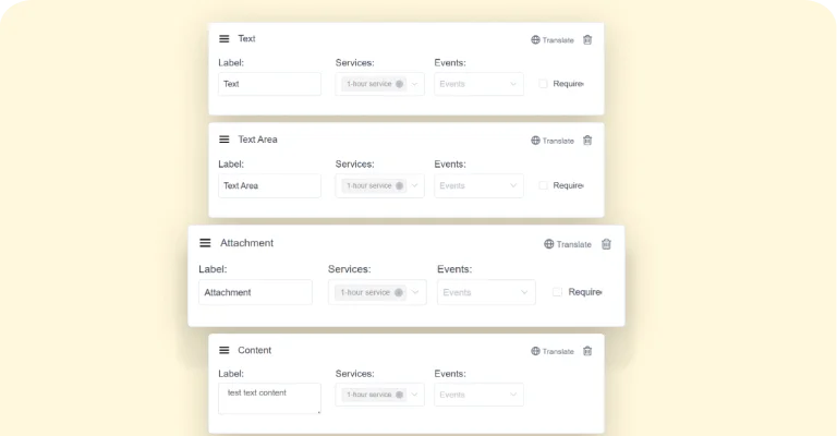 Custom Fields for booking forms yellow Custom Fields for booking forms yellow