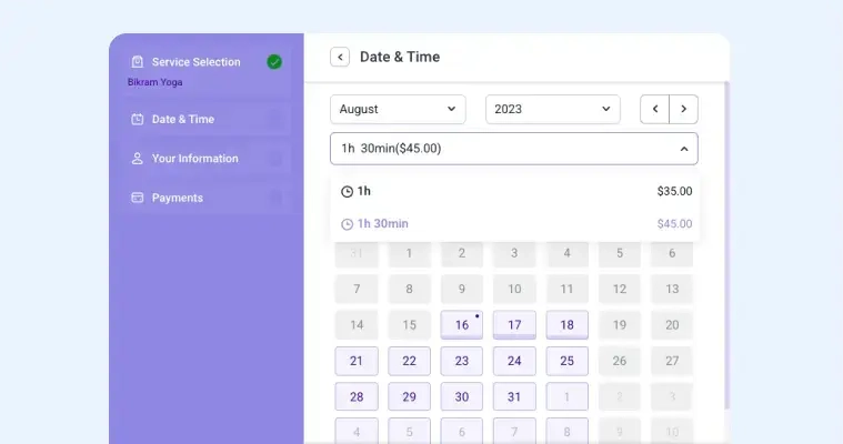 Custom service duration blue Custom service duration blue