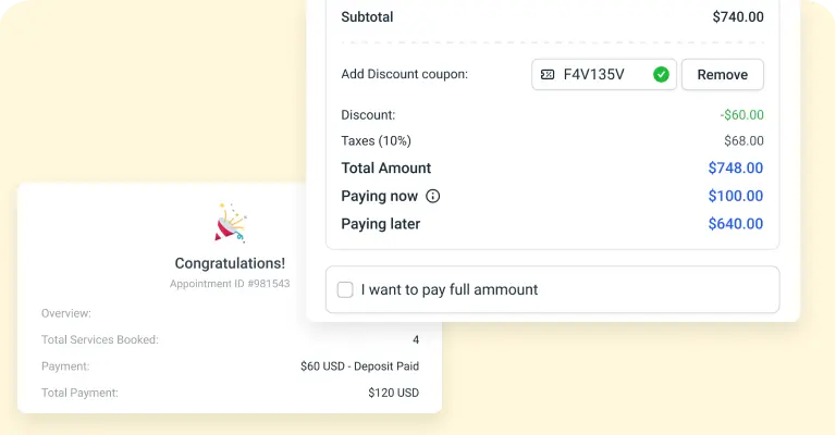 Deposit payment yellow Deposit payment yellow