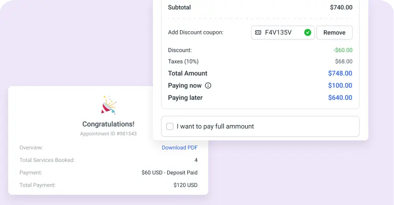 Deposit payment Deposit payment