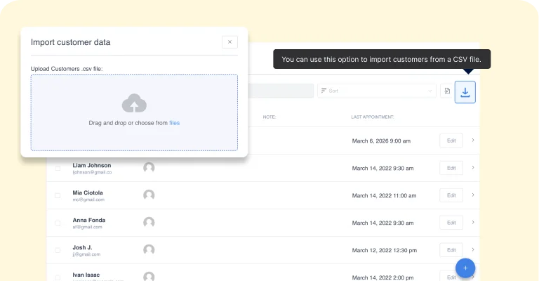 Import customers data yellow Import customers data yellow