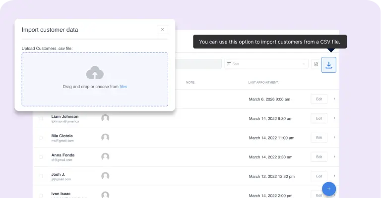 Import customers data Import customers data