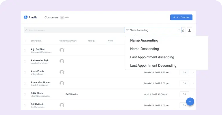 Manage the database of your customers Manage the database of your customers
