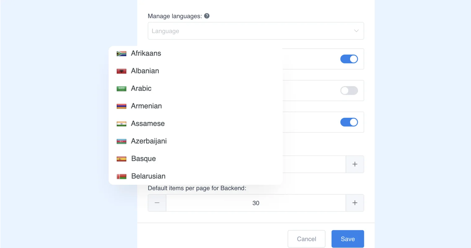 Multilingual support Multilingual support