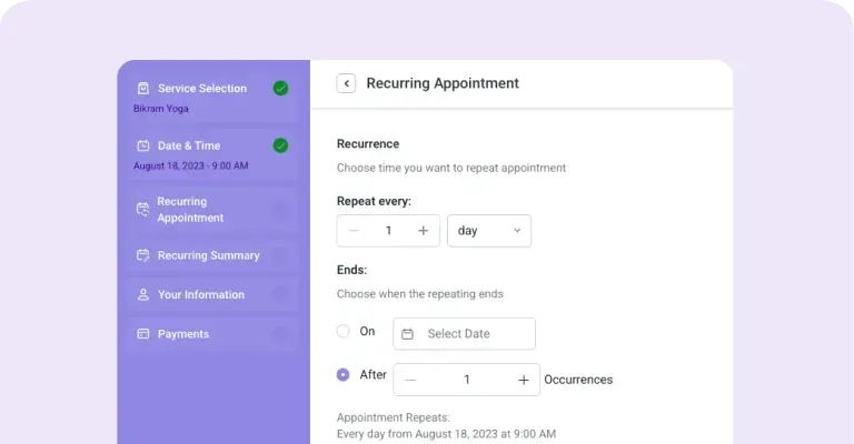 Recurring appointments Purple Recurring appointments Purple
