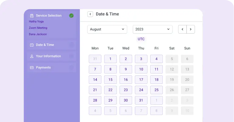 Step by step booking wizard Step by step booking wizard